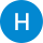 a blue circle with the letter h on it